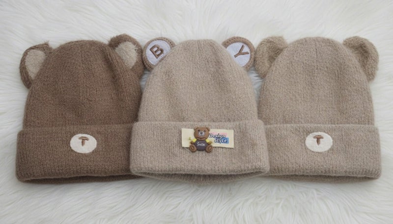 zoba Kids' winter ice cap with a bear design and pop-out ears - a soft and warm mohair hat for boys and girls - available in attractive winter colors (beige, brown) - color chosen at random - Image 3